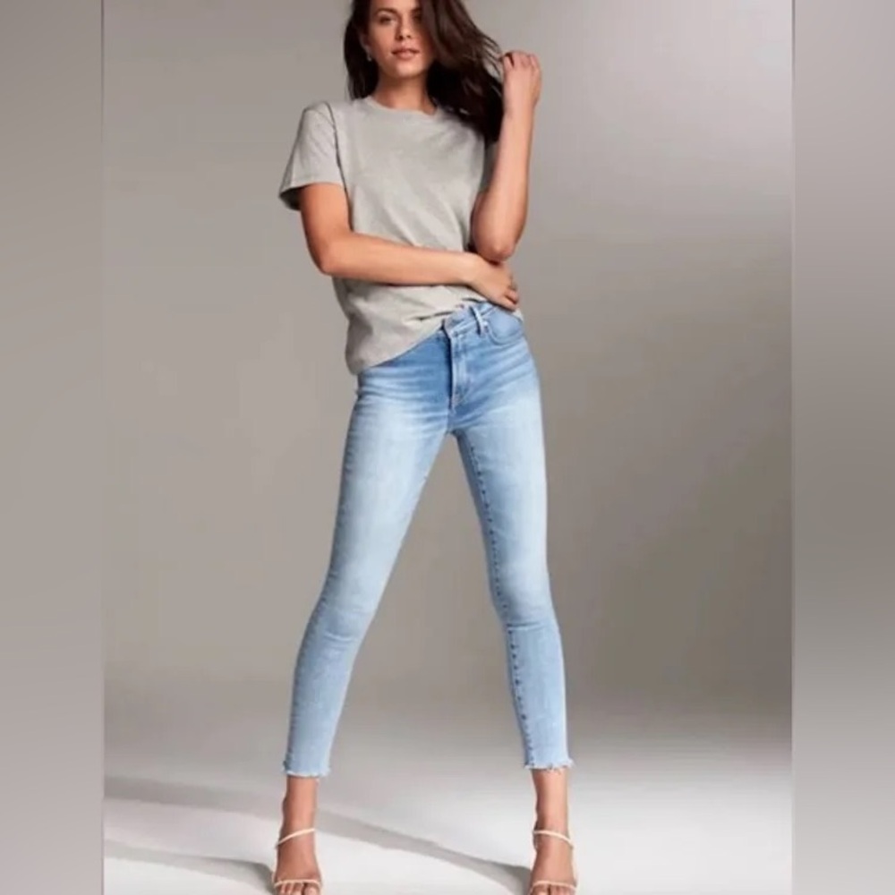 Denim Forum “The Nico” Mid Rise Skinny Crop Jeans — Raw / Released Hem